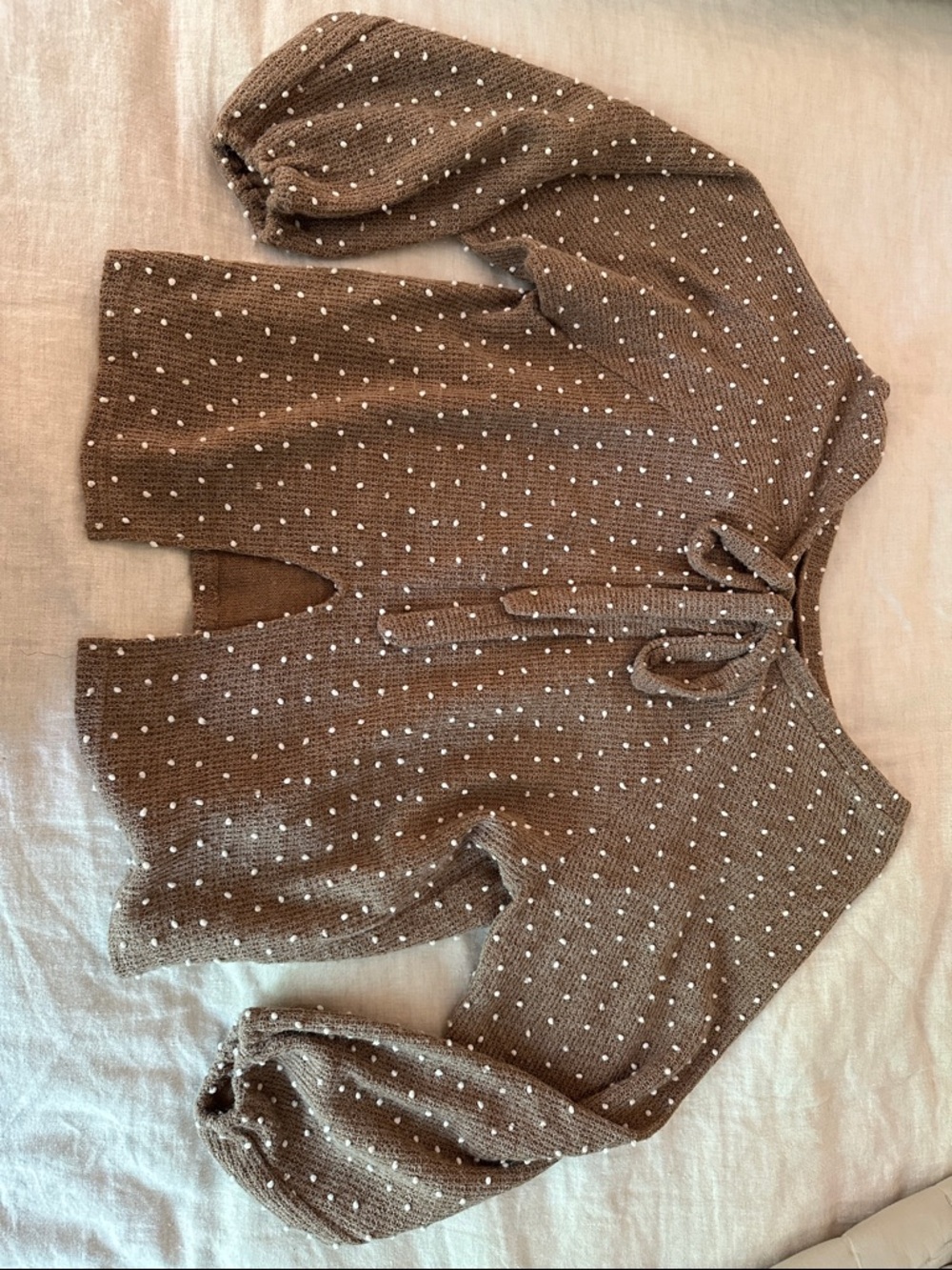 Blu Pepper Brown Knit Sweater with White Dot Pattern - Picture 2 of 3